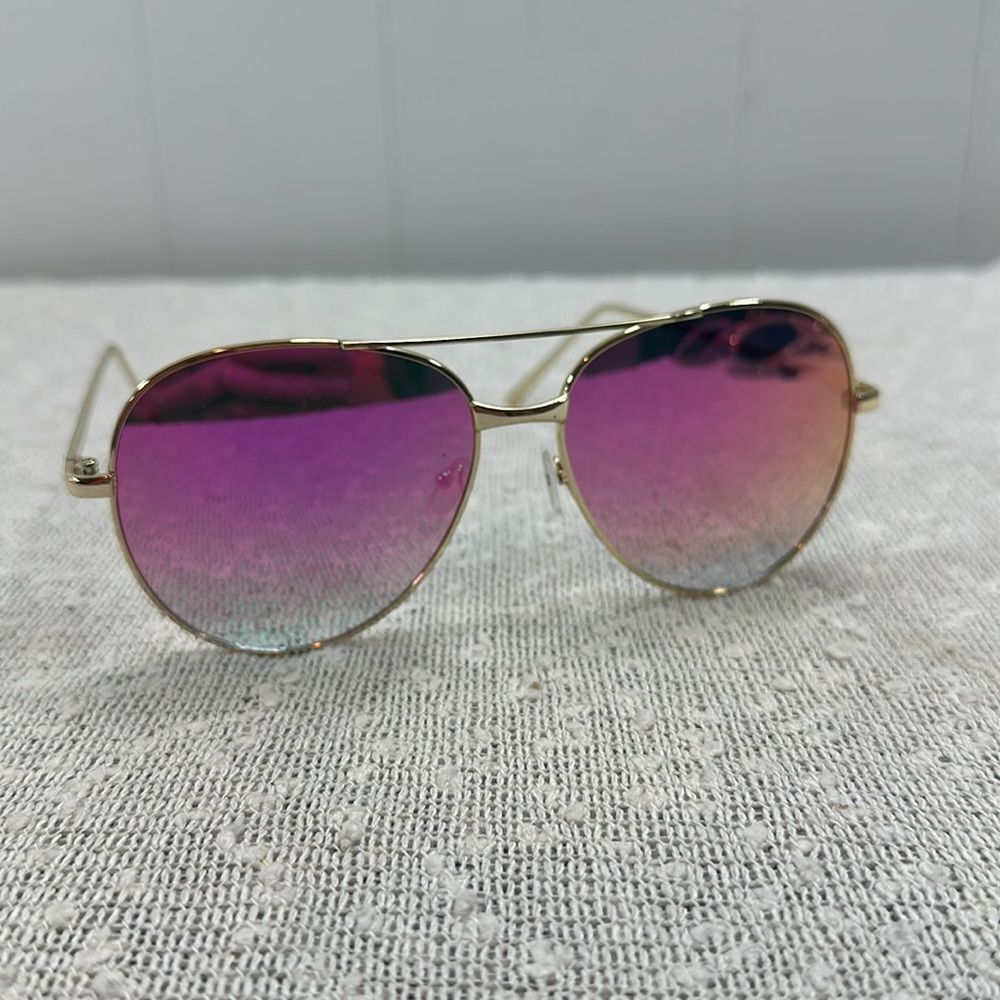 Aviator Sunglasses Pink Purple Mirror Lenses LARGE